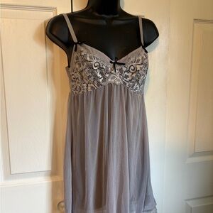 Marilyn Monroe Gray Lace-Trim Sheer Chemise